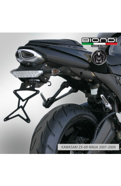 Portatarga per Moto regolabile in acciaio verniciato nero (kit completo) – KAWASAKI ZX-6R Ninja 599 2007-2008
