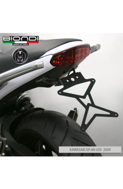 Portatarga per Moto regolabile in acciaio verniciato nero (kit completo) – KAWASAKI ER-6n 650cc. 2009