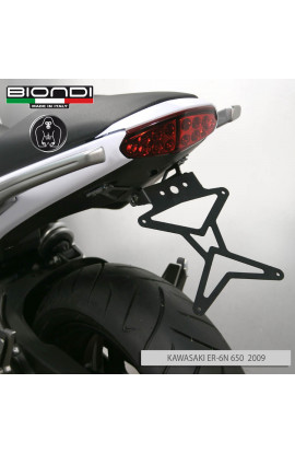 Portatarga per Moto regolabile in acciaio verniciato nero (kit completo) – KAWASAKI ER-6n 650cc. 2009