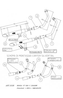 Scarico Completo Leovince SilverTail K02 omologato Honda VT 600 C SHADOW 1988 - 2000